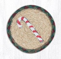 Earth Rugs Candy Cane Coaster 5" Green