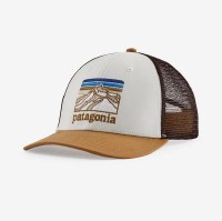 Patagonia Line Logo Ridge LoPro Trucker   White with Nest Brown