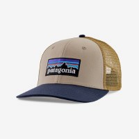 Patagonia P-6 Logo Trucker Hat  Oar Tan with New Navy