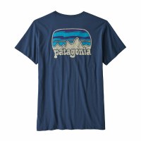 Patagonia W's Fitz Roy Far Out Organic Cotton Crew Pocket T-Shirt L Stone Blue