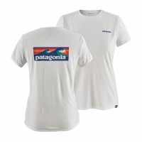 Patagonia Women's Capilene Cool Daily Graphic Shirt L Board Shirt Logo White