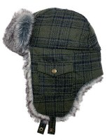 Broner Faux Fur Trimmed Plaid Trooper Hat  Olive