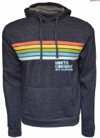 Brew City Rainbow Happy Stripe Hoodie M Heather Navy