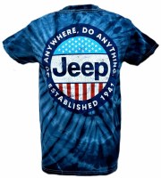 Jeep USA Round Logo T-Shirt S Navy Swirl Tie Dye