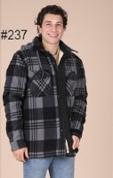 Maxxsell Apparel Hooded & Sherpa Lined Flannel Shirt Jacket M Black/Grey