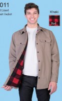 Maxxsell Apparel Flannel Lined Cotton Shirt Jacket M Khaki/Red Buffalo