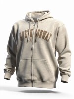 Luba Designs Nantucket Fleece Embroidered Full Zip Hoodie S Oatmeal