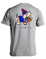 Puppie Love Blue,Red and White Mascot Pup S/S Tee XL Sports Grey