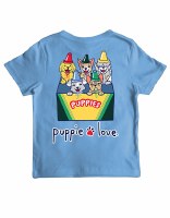 Puppie Love Crayon Pups Youth Shirt 6-8 Carolina Blue