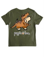 Puppie Love Dinosaur Pup Youth Shirt S Military Green