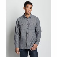 Pendleton Men's Burnside Double-Brushed Flannel Shirt MD Classic Navy Heather