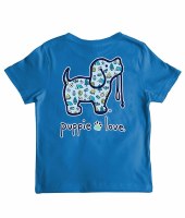 Puppie Love Kid's Camping Pattern Pup T-Shirt 6-8 Saphire