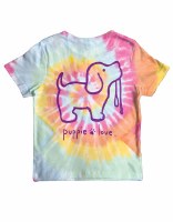 Puppie Love Tie Dye Pup Short Sleeve Youth Tee 10-12 Aerial