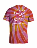 Puppie Love Tie Dye Pup Short Sleeve Adult Tee S Sunset