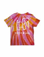 Puppie Love Tie Dye Pup Short Sleeve Youth Tee 14-16 Sunset