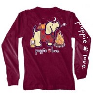 Puppie Love Camping Pup Long-Sleeve T-Shirt SM Maroon