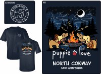 Puppie Love NH Campfire Ring Pup Norh Conway, New Hampshire Tee S Navy