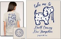Puppie Love NH Icons Pup North Conway, New Hampshire Adult Tee S Natural