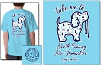Puppie Love NH Icons Pup North Conway, New Hampshire Youth Tee YS Sky