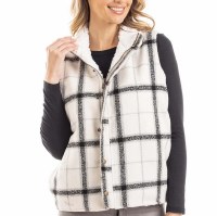 KATYDID Plaid Fleece-Lined Vest MD White