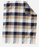 Pendleton Eco-Wise Washable Throw Fringe 54x60 Navy/Camel