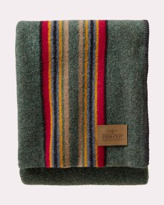 Pendleton Yakima Camp Wool Throw Blanket 54"x66" Green Heather Mix