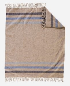 Pendleton Eco-Wise Washable Throw Fringe 54x60 Cabin Stripe Fawn