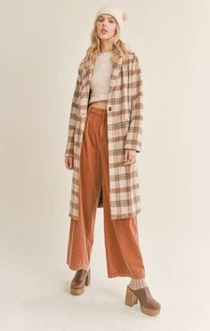 LD352351 Sage The Label All The Way Plaid Coat