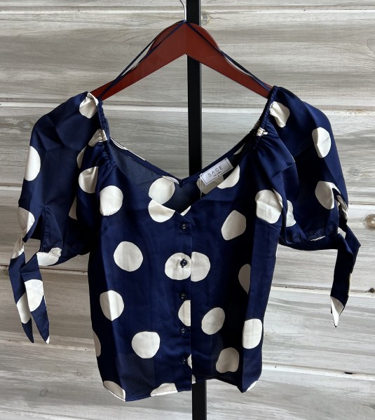 Sage The Label Coffee in Paris Tied Puff Sleeve Top
