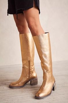 Free People Tall Metallic Gold Boot