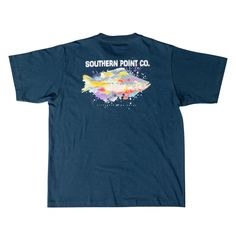 Southern Point Grouper Watercolor Shirt Navy