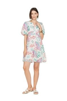 Joy Joy BalloonTiered Dress Ivory Stencil