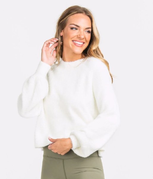 Cropped Feather Knit Sweater