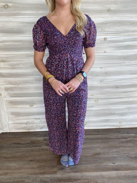 Sadie & Sage Multi Smocked Jumpsuit