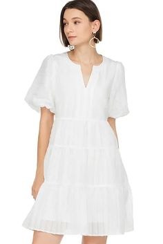 Joy Joy Balloon Tiered Dress White