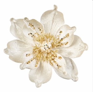 Ivory Velvet Magnolia clip on 24cm