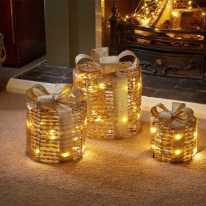 Gold Glitter Light Boxes - Set of 3