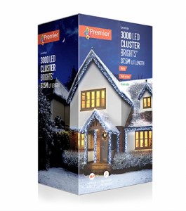 3000 Multi-Action White LED cluster lights with timer