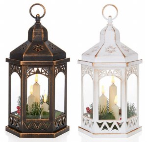 Prem 33cm Hex Lantern with fli