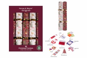 Harvey & Mason 10 Luxury Burgundy Woodland 14" Crackers