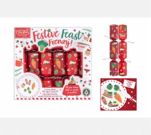 6 Festive Feast Frenzy Game 9" Crackers