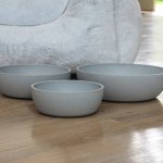 FloorGrip Natural Bamboo Bowl - Sky Blue 17cm