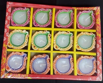 FANCY CLAY DIYAS/DIWA (LEAF SHAPED) WITH WAX 12PC SET