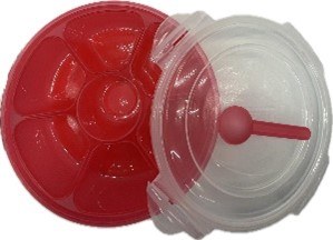 PLASTIC MASALA DABBA (6SECTION) (8"Dx3"H)