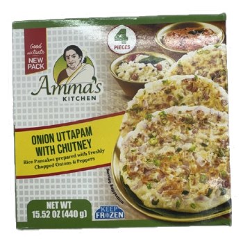 AMMA'S KITCHEN FROZEN ONION UTTAPAM WITH CHUTNEY 4PC