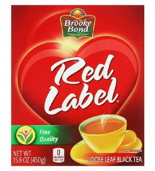 BROOKE BOND RED LABEL FINE QUALITY LOOSE LEAF BLACK TEA NET WT 15.8 OZ 450 GM