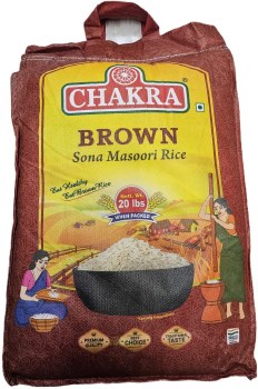 CHAKRA BROWN SONA MASOORI RICE PREMIUM QUALITY 20 LB