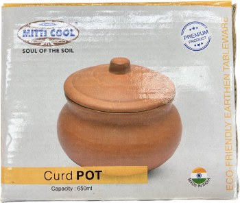 Clay Curd Pot With Lid 650ml