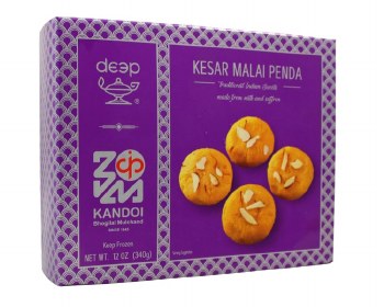 DEEP TRADITIONAL INDIAN SWEETS KESAR MALAI PENDA (MADE FROM MILK AND SAFFRON)