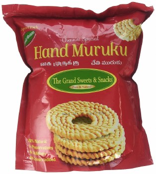 GRAND SWEETS AND SNACKS HAND MURUKU NET WT 6 OZ/ 170 GM